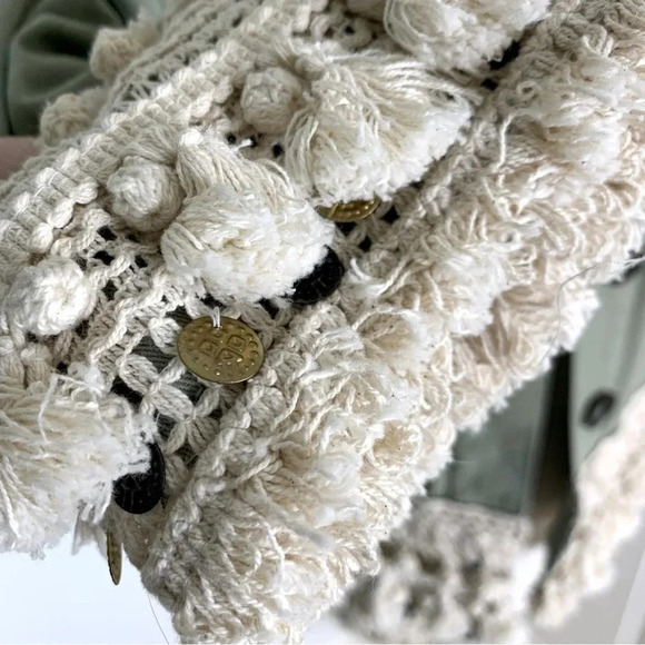 Zara Tassel Pom Crochet Fringe Boho Utility Jacket Green Size XS - Picture 9 of 15
